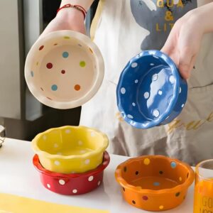 Керамическая миска для кошек в горошек