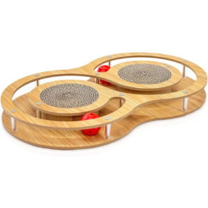 Интерактивная деревянная игрушка для кошек - когтеточка из гофрированного картона